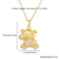 Copper Casual Cute Little Bear Plating Pendant Necklace main image 4