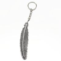 Retro Oversized Cool Style Feather Alloy Plating Silver Plated Bag Pendant Keychain main image 6