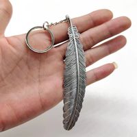 Retro Oversized Cool Style Feather Alloy Plating Silver Plated Bag Pendant Keychain main image 5