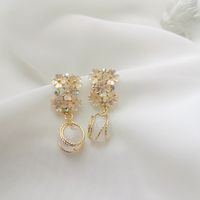 1 Pair Vintage Style Simple Style Flower Inlay Copper Zircon 18K Gold Plated Drop Earrings main image 7
