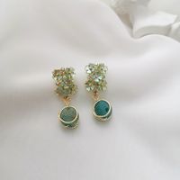 1 Pair Vintage Style Simple Style Flower Inlay Copper Zircon 18K Gold Plated Drop Earrings main image 5
