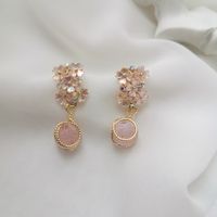 1 Pair Vintage Style Simple Style Flower Inlay Copper Zircon 18K Gold Plated Drop Earrings main image 4