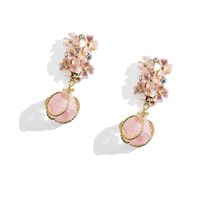 1 Pair Vintage Style Simple Style Flower Inlay Copper Zircon 18K Gold Plated Drop Earrings sku image 2