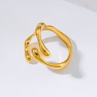 304 Stainless Steel 18K Gold Plated Simple Style Irregular Solid Color Rings main image 7