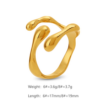 304 Stainless Steel 18K Gold Plated Simple Style Irregular Solid Color Rings main image 2