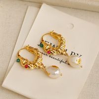 1 Pair Vintage Style Simple Style Geometric Pearl Copper 18K Gold Plated Drop Earrings main image 1