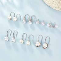 1 Pair Elegant Wedding Pastoral Round Inlay Imitation Pearl Pearl Zircon White Gold Plated Gold Plated Ear Studs Ear Hook main image 3