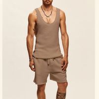 Hommes Couleur Unie Ensembles De Shorts Vêtements Pour Hommes main image 4