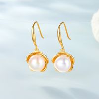 1 Pair Elegant Wedding Pastoral Round Inlay Imitation Pearl Pearl Zircon White Gold Plated Gold Plated Ear Studs Ear Hook sku image 12