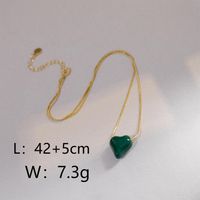 Copper Casual Simple Style Heart Shape Enamel Pendant Necklace sku image 1