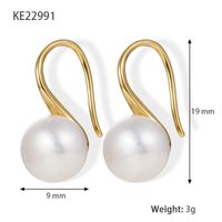 1 Pair Elegant Wedding Pastoral Round Inlay Imitation Pearl Pearl Zircon White Gold Plated Gold Plated Ear Studs Ear Hook sku image 4
