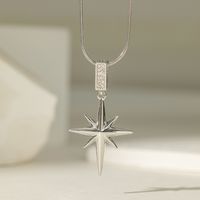 304 Stainless Steel 18K Gold Plated Simple Style Inlay Star Artificial Rhinestones Pendant Necklace main image 5