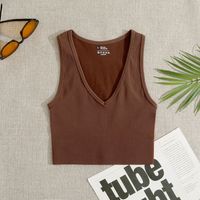 Frau Crop-Top Wickeln Tank Tops Ferien Einfarbig main image 7