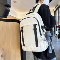 Large Solid Color Casual School Daily School Backpack sku image 1