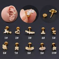 1 Piece Ear Cartilage Rings & Studs Classic Style Geometric Stainless Steel Copper Polishing Plating Inlay Zircon 18K Gold Plated Ear Cartilage Rings & Studs main image 4