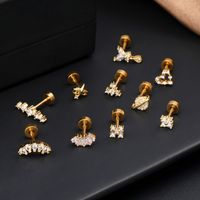 1 Piece Ear Cartilage Rings & Studs Classic Style Geometric Stainless Steel Copper Polishing Plating Inlay Zircon 18K Gold Plated Ear Cartilage Rings & Studs main image 1