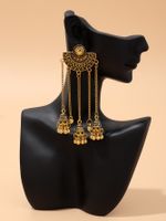 1 Pair Vintage Style Solid Color Tassel Hollow Out Alloy Drop Earrings main image 3