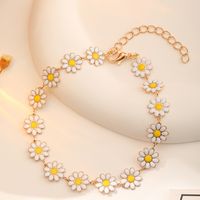 Copper 14K Gold Plated Cute Sweet Pastoral Flower Daisy Enamel Bracelets main image 5