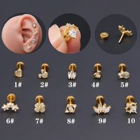 1 Piece Classic Style Heart Shape Polishing Plating Stainless Steel Copper Zircon 18K Gold Plated Ear Studs main image 2