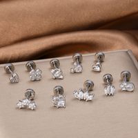 1 Piece Classic Style Heart Shape Polishing Plating Stainless Steel Copper Zircon 18K Gold Plated Ear Studs main image 6