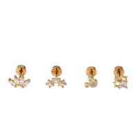 1 Piece Classic Style Heart Shape Polishing Plating Stainless Steel Copper Zircon 18K Gold Plated Ear Studs main image 4