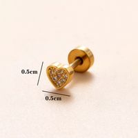 1 Piece Classic Style Heart Shape Polishing Plating Stainless Steel Copper Zircon 18K Gold Plated Ear Studs sku image 10