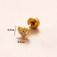 1 Piece Classic Style Heart Shape Polishing Plating Stainless Steel Copper Zircon 18K Gold Plated Ear Studs sku image 3