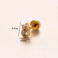 1 Piece Classic Style Heart Shape Polishing Plating Stainless Steel Copper Zircon 18K Gold Plated Ear Studs sku image 12