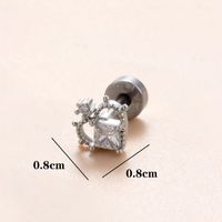1 Piece Classic Style Heart Shape Polishing Plating Stainless Steel Copper Zircon 18K Gold Plated Ear Studs sku image 9