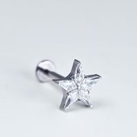 1 Piece Lip Rings Elegant Luxurious Shiny Starfish Butterfly Pure Titanium Inlay Zircon Lip Rings sku image 7