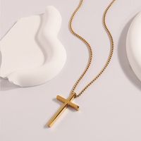 304 Stainless Steel 18K Gold Plated Casual Simple Style Cross Pendant Necklace main image 3