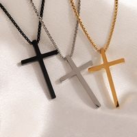 304 Stainless Steel 18K Gold Plated Casual Simple Style Cross Pendant Necklace main image 1