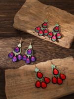 1 Pair Hawaiian Vacation Ethnic Style Water Droplets Embroidery Cloth Drop Earrings main image 1