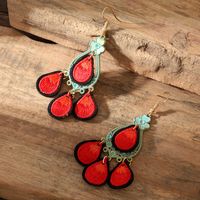 1 Pair Hawaiian Vacation Ethnic Style Water Droplets Embroidery Cloth Drop Earrings sku image 1