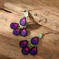 1 Pair Hawaiian Vacation Ethnic Style Water Droplets Embroidery Cloth Drop Earrings sku image 2
