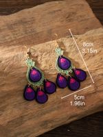 1 Pair Hawaiian Vacation Ethnic Style Water Droplets Embroidery Cloth Drop Earrings main image 2