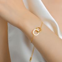 Stainless Steel 18K Gold Plated Elegant Glam Luxurious Circle Solid Color Inlay Zircon Bracelets main image 1