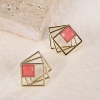 1 Pair Simple Style Square Enamel Plating Alloy Ear Studs main image 1
