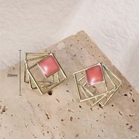 1 Pair Simple Style Square Enamel Plating Alloy Ear Studs main image 5