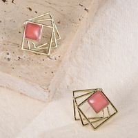 1 Pair Simple Style Square Enamel Plating Alloy Ear Studs main image 4