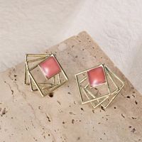 1 Pair Simple Style Square Enamel Plating Alloy Ear Studs main image 3