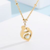 Acier Au Titane Plaqué Or 18K Dame Incruster Humain Forme De Cœur Gemme Pendentif main image 1