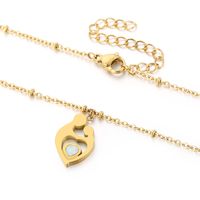 Titanium Steel 18K Gold Plated Lady Inlay Human Heart Shape Gem Pendant Necklace main image 3