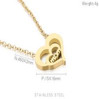 Stainless Steel 18K Gold Plated Lady Letter Heart Shape Pendant Necklace main image 10
