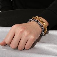 Rostfreier Stahl 18 Karat Vergoldet Lässig Einfacher Stil Einfarbig Armbänder main image 10