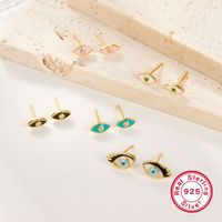 1 Pair Cute Romantic Simple Style Devil's Eye Epoxy Inlay Sterling Silver Zircon 18K Gold Plated Ear Studs main image 8