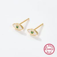 1 Pair Cute Romantic Simple Style Devil's Eye Epoxy Inlay Sterling Silver Zircon 18K Gold Plated Ear Studs main image 5