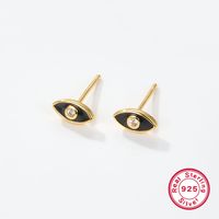 1 Pair Cute Romantic Simple Style Devil's Eye Epoxy Inlay Sterling Silver Zircon 18K Gold Plated Ear Studs sku image 3