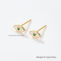 1 Pair Cute Romantic Simple Style Devil's Eye Epoxy Inlay Sterling Silver Zircon 18K Gold Plated Ear Studs main image 3