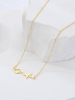 Copper 18K Gold Plated IG Style Simple Style Letter Electrocardiogram Heart Shape Hollow Out Inlay Zircon Pendant Necklace main image 5